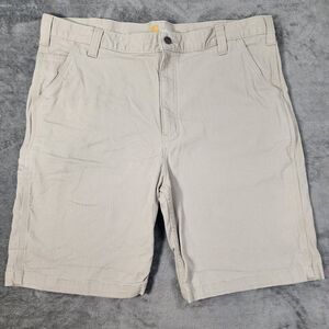 Carhartt Men's 40 Rugged Flex Relaxed Fit Rigby Canvas Work Shorts Flex Pockets